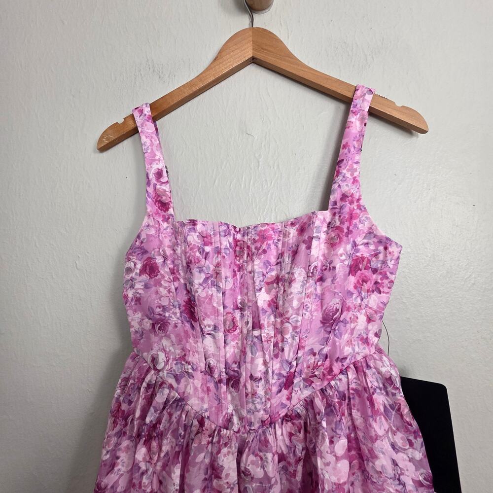 NWT Lulus Colwyn Light Magenta Floral Jacquard Bustier Midi Dress Medium - Picture 5 of 12